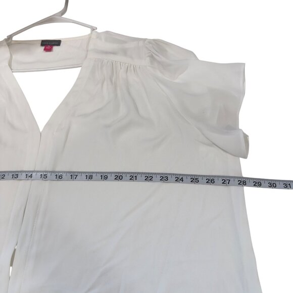 Vince Camuto Womens White V-Neck Blouse With Flutter Sleeves Size 3X Polyester - Picture 12 of 13